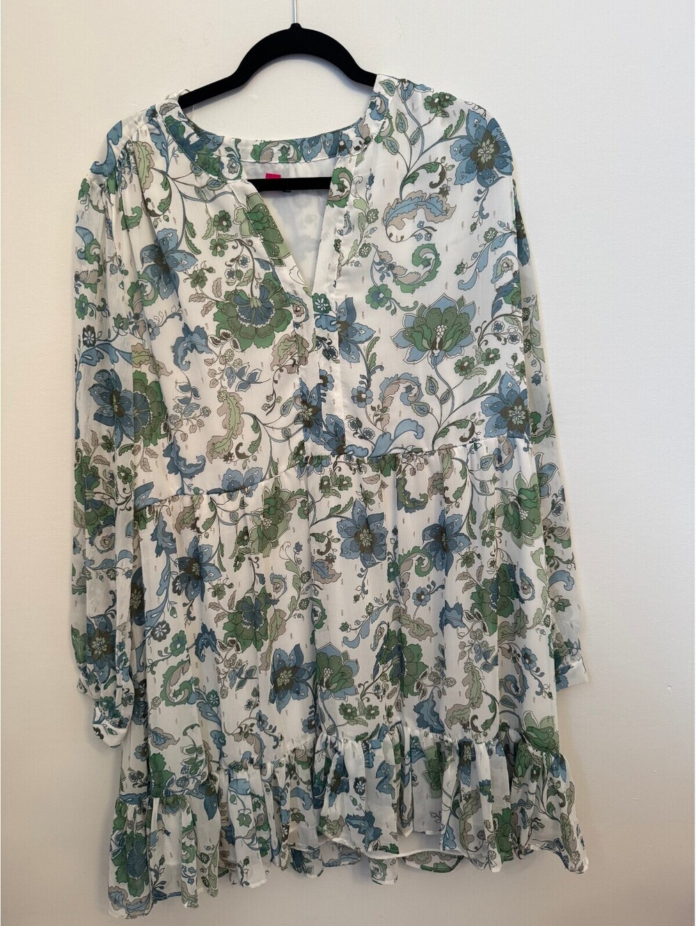 Vince Camuto XL Floral Print Long Sleeve Dress